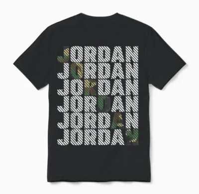 Diagonal Jordan Camo Pattern Green Camouflage Unisex T-Shirt - Black