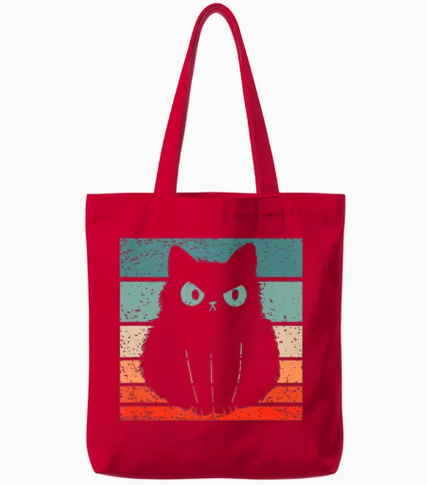 Cat Retro Style Vintage - Lovers Tote Bags - Red