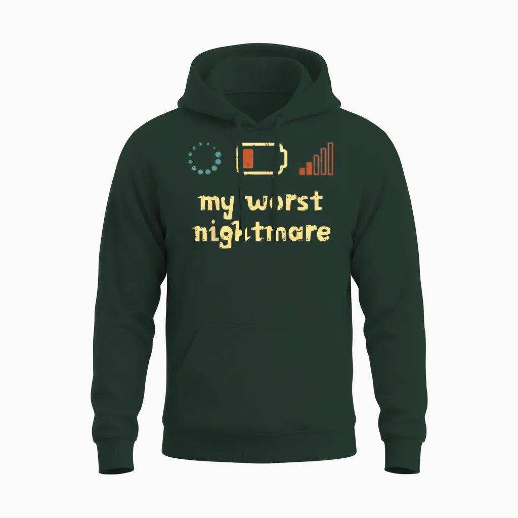 My Worst Nightmare Low Wifi Signal Funny Gamer Men Boys Unisex Hoodie in Forest