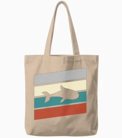 Fish Retro Tote Bags - Natural