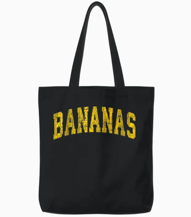 Funny Retro Bananas Shirt Cute Banana Gifts Yellow Tote Bags in Black