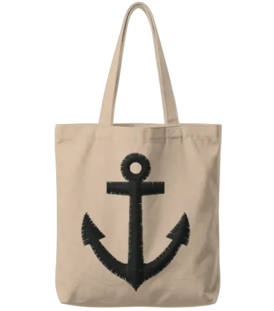 Anchor Embroidered Tote Bags - Natural