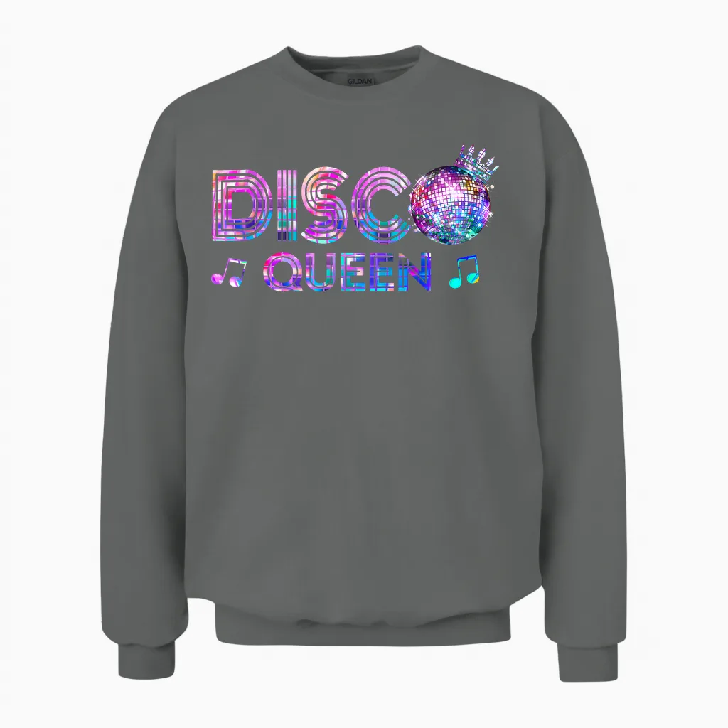 70s Vintage Costume Ladies Girls Disco Queen Unisex Sweatshirt in Graphite Heather