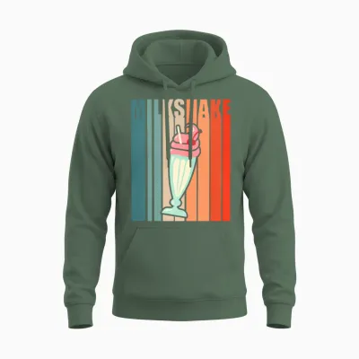 Milkshake Retro Colorful Unisex Hoodie - Military Green