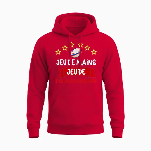 Toulouse Supporter Sport Hand Game Man Woman Child T-Shirt, Black, S Unisex Hoodie in Red