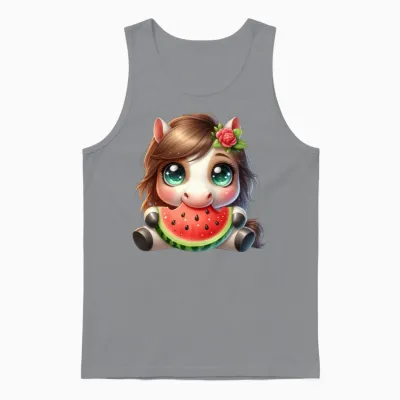 Horse Eating Watermelon Unisex Tank Top - Sport Grey