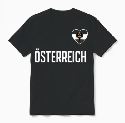 Austria Flag Eagle Fan T-Shirt, Red Unisex T-Shirt - Black