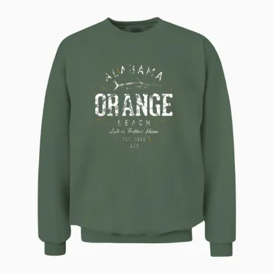 Retro Vintage Orange Beach Unisex Sweatshirt - Military Green