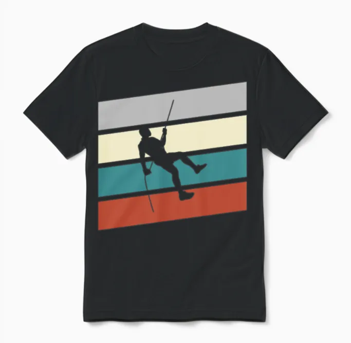 Climbing Retro Unisex T-Shirt in Black