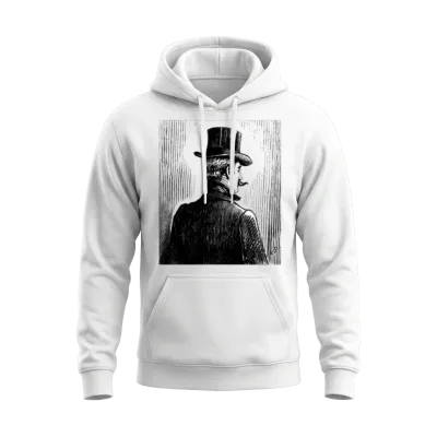 Elegant Victorian Gentleman Portrait Unisex Hoodie - White