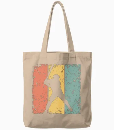 Baseball Retro Tote Bags - Natural