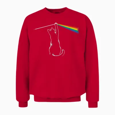 Play with Light Cat Men Children Women Funny Cat Unisex Sweatshirt - Red