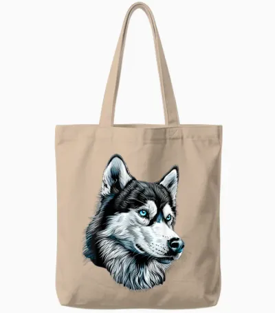 Husky Dog Lover Dog I Love Siberian Huskys T-Shirt, Black Tote Bags - Natural