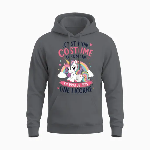 Licorne Costume D'humain En Vrai Je Suis Une Licorne Unisex Hoodie - Charcoal