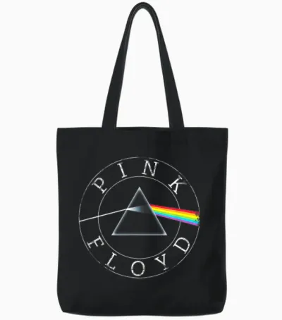 Pink Floyd Rock Band Prism Circle Logo Tote Bags - Black