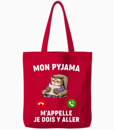 Humor Pyjama M'appelle Nap Night Bed Go Sleep Hour T-Shirt, Black, S Tote Bags - Red