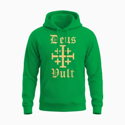 Deus Vult (jerusalem-Kreuz) – Templer – Königreich Jerusalem Unisex Hoodie - Irish Green