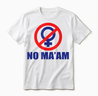 Classic No Maam Logo, 100% Accurate Front and Back T-Shirt, White Unisex T-Shirt - White