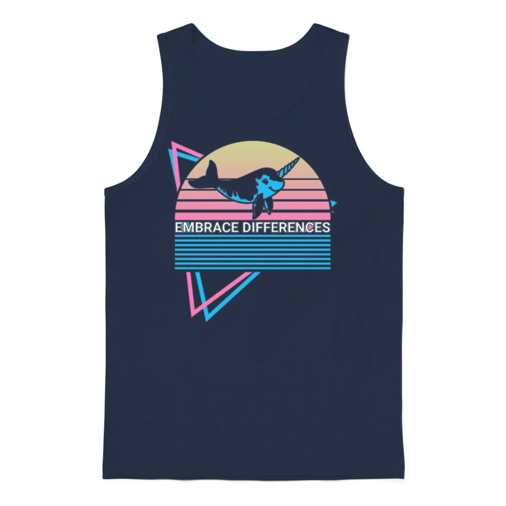 Narwhal Retro Unisex Tank Top - Navy