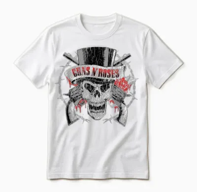 Guns N' Roses Offizieller Zylinderhut Mit Totenkopf Unisex T-Shirt - White