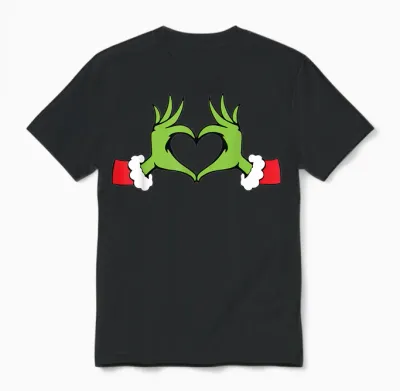 Funny Elf with Cute Heart Hands Style Christmas Costumes Unisex T-Shirt - Black