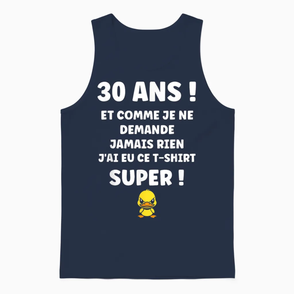 Draw Idea Funny 30 Years Funny Birthday 30 Years Unisex Tank Top in Navy