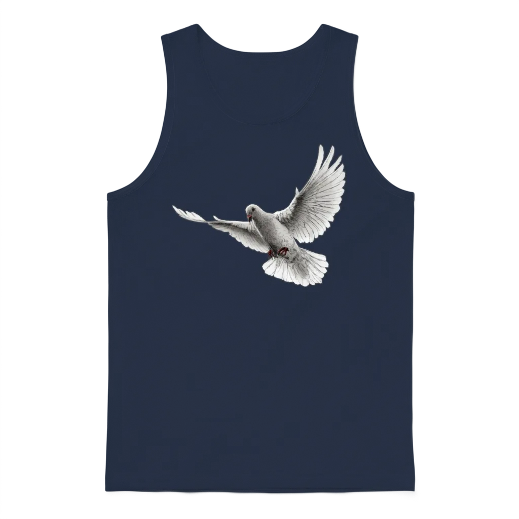 Dove in Flight Illustration Unisex Tank Top - Navy