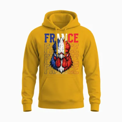 France Fan Coq Gaulois Français Unisex Hoodie - Gold