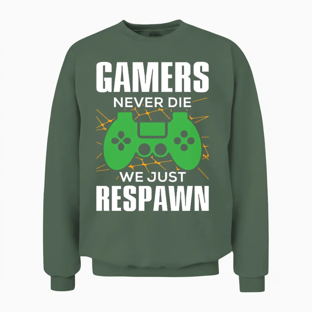 Gamers Never Die by 88street Unisex Sweatshirt in Military Green