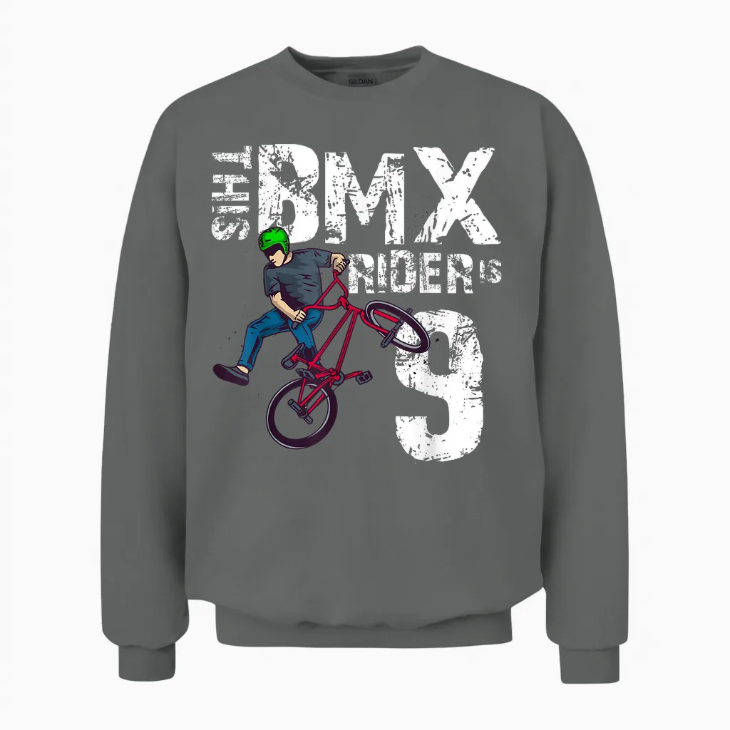 Dieser Bmx-Fahrer Ist 9 Jahre Alt, Passender Geburtstags-Fahrradliebhaber Unisex Sweatshirt in Graphite Heather