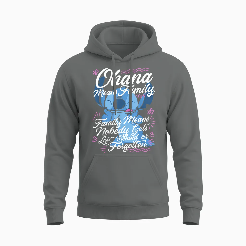 Disney Lilo & Stitch Stitch Day Ohana Means Family Unisex Hoodie in Graphite Heather