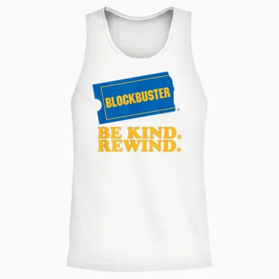 Blockbuster Be Kind Rewind Vintage Ticket Logo Unisex Tank Top - White