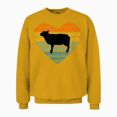 Ich Liebe Schafe Retro Herz Bauernhof Schäfer Lamm Schäfchen Unisex Sweatshirt - Gold