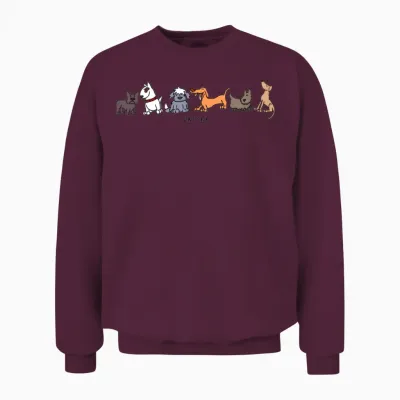 Six Pack of Dogs Cartoon Dog Unisex Sweatshirt - Maroon