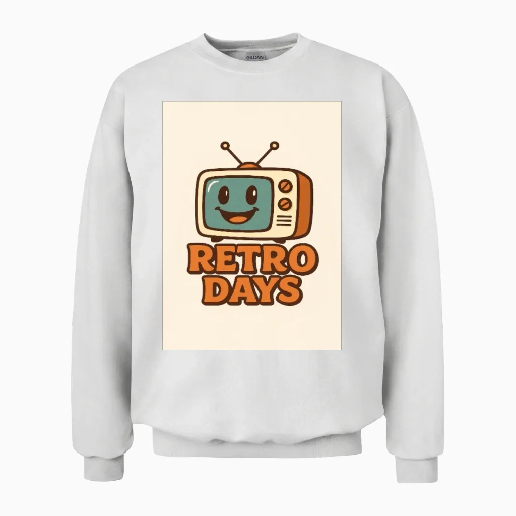 Retro Days Tv Nostalgia Unisex Sweatshirt in White