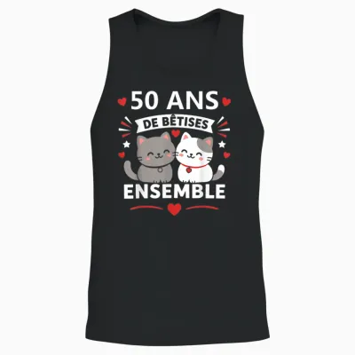 Humour Anniversaire 50 Ans Mariage Chat Couple 50 Ans Unisex Tank Top - Black