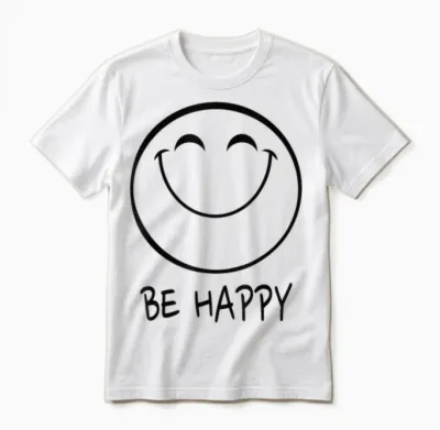 Be Happy Smile Face T-Shirt Happy Smiling Face Positiv Unisex T-Shirt - White