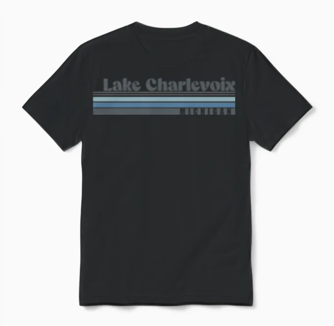 Lake Charlevoix Michigan Unisex T-Shirt in Black