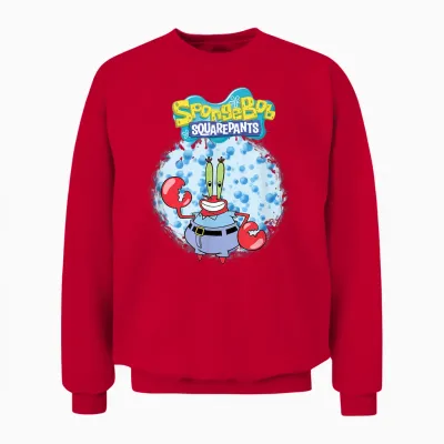 Mademark X Spongebob Squarepants - Original Spongebob Square Pants - Mr. Krabs with Bubbles Unisex Sweatshirt - Red