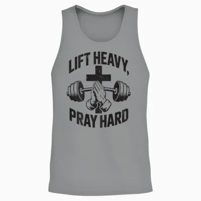 Lift Heavy Pray Hard Men's Christian Workout Gym Unisex Tank Top - Sport Grey
