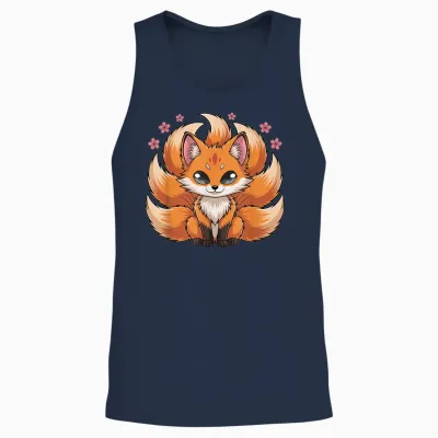 Kitsune Japanischer Neunschwänziger Fuchs Mythologie Anime Unisex Tank Top - Navy