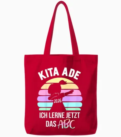 Kinder Bäm Kita Abgänger 2026 Einschulung Schulkind Kita Ade 2026 Tote Bags - Red