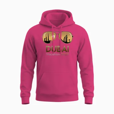 Dubai 2025 Vacation Sunset Desert Adventure Apparel Unisex Hoodie - Heliconia