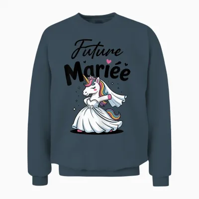 Future Bride Evjf Humor Team Wedding Bride Unicorn Woman Unisex Sweatshirt - Dark Heather
