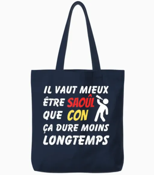 Better to Be Drunk Than Con - Humor Et Alcohol T-Shirt, Black Tote Bags in Navy
