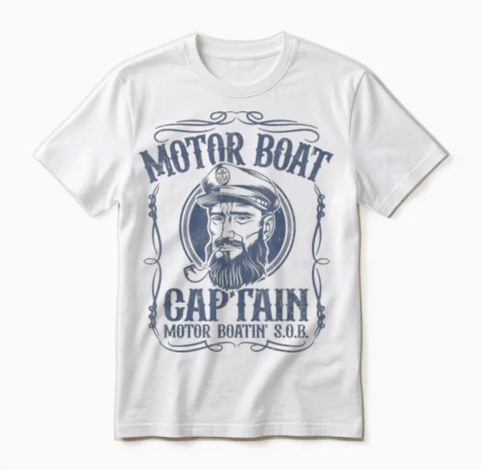 Motor Boat Captain Funny Pontoon Boating Motor Boatin Lake Unisex T-Shirt in White