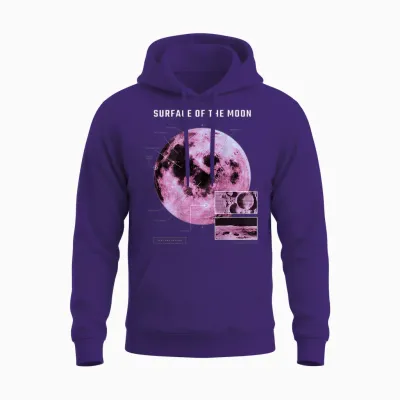 Backprint: Universe Festival Auf Vaporwave Mond Unisex Hoodie - Purple