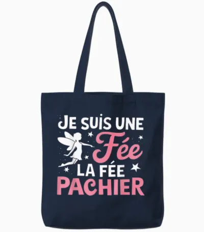 Je Suis Une Fee La Fee Pachier Woman Man Je Suis Une Fée T-Shirt, Black, S Tote Bags - Navy