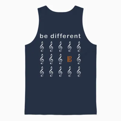 Viola Alto Key Saying Be Different Musician T-Shirt, Black, S Unisex Tank Top - Navy