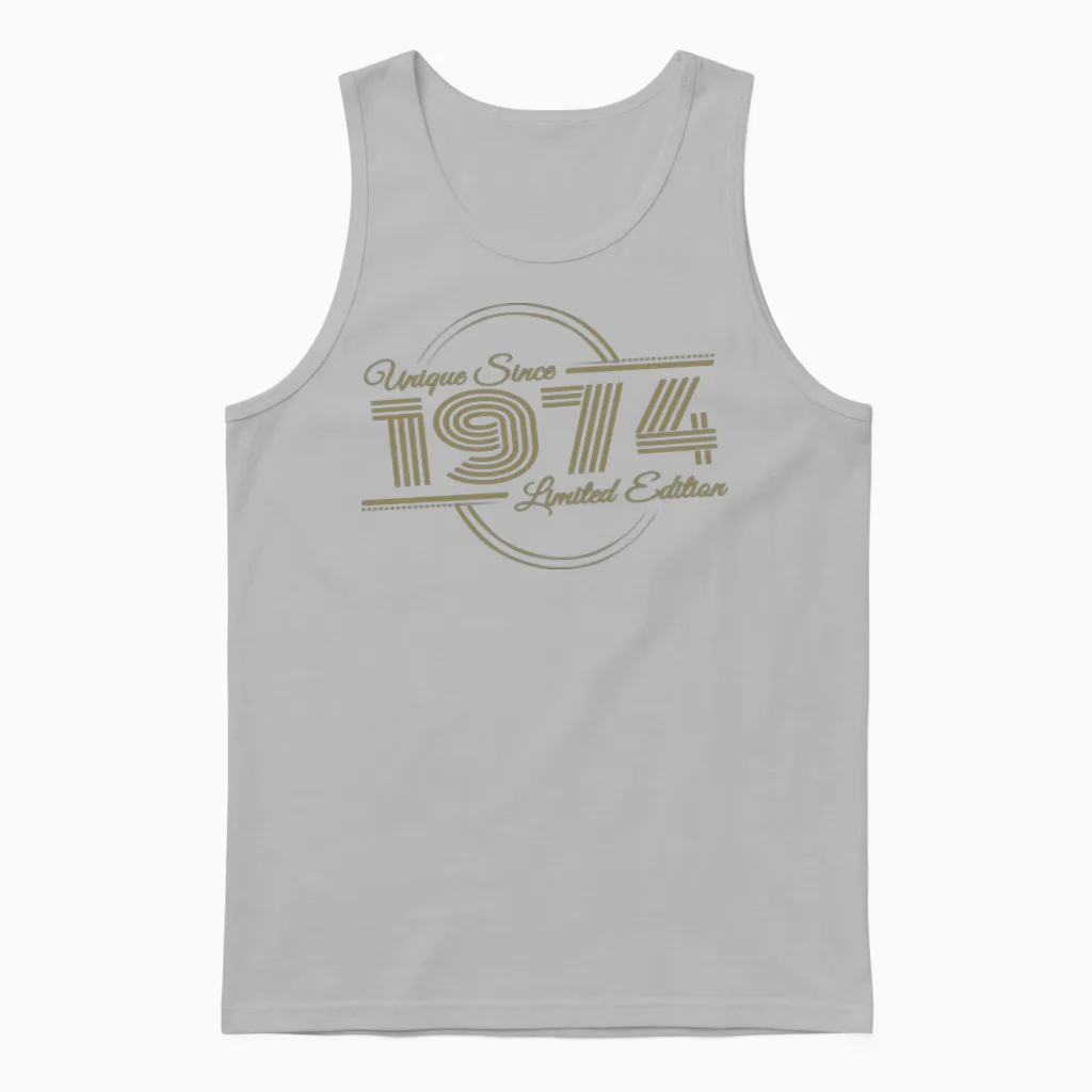 Uniquely Retro Since Vintage 1974 Unisex Tank Top in Ash